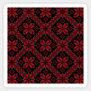 Palestinian Jordanian Traditional Tatreez Cross Stitch Embroidery Art Pattern #12-red - crm Sticker